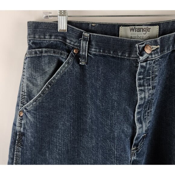 Wrangler Jeans Mens 34x32 Blue Authentics Carpenter Straight Leg Denim - Picture 3 of 11